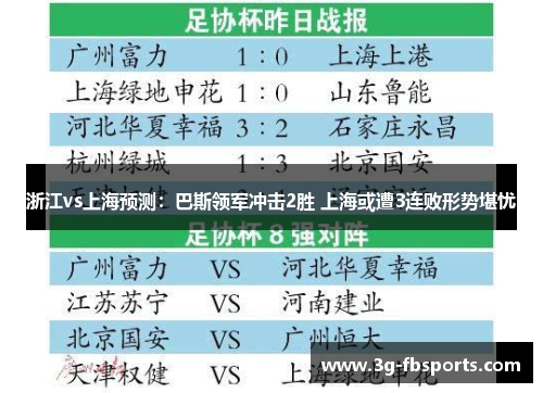 浙江vs上海预测：巴斯领军冲击2胜 上海或遭3连败形势堪忧